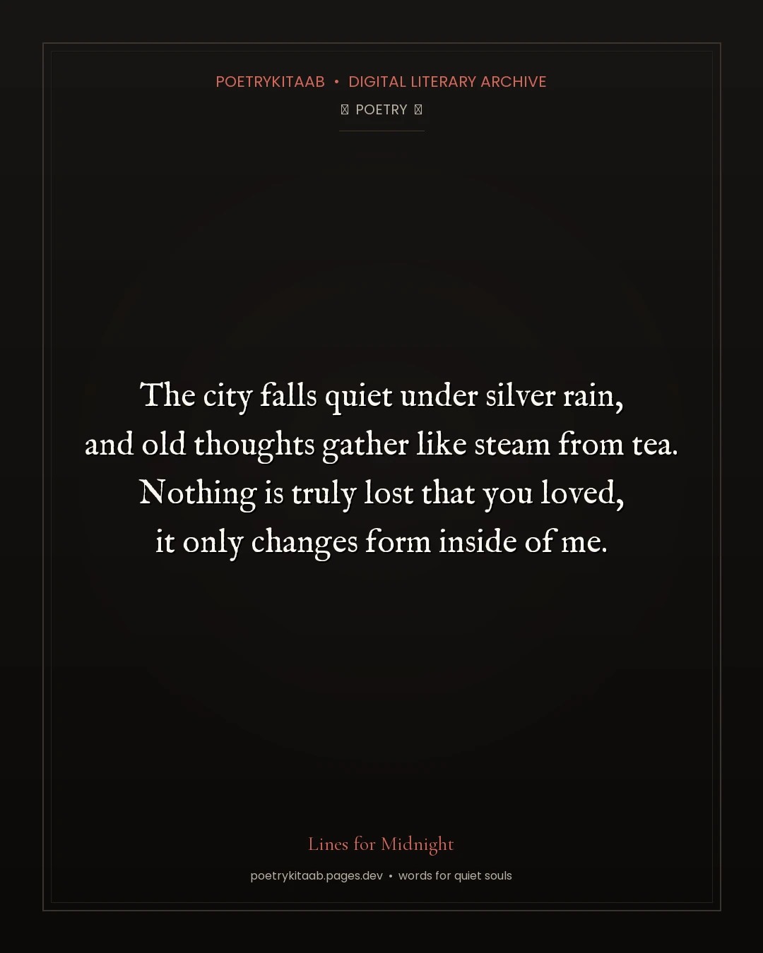 Lines for Midnight — PoetryKitaab Archive