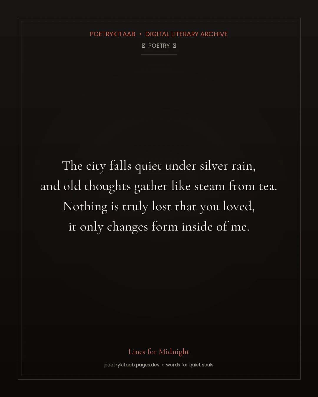 Lines for Midnight — PoetryKitaab Archive